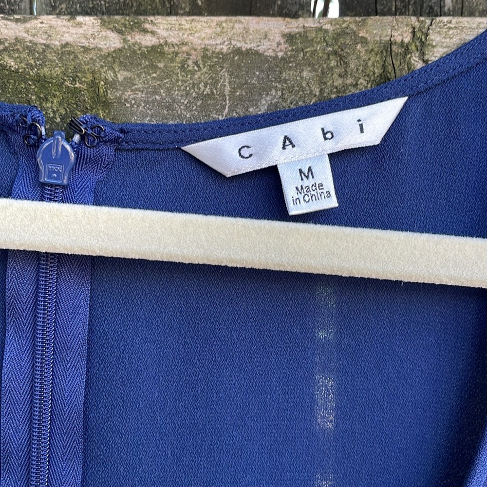 Cabi Sleeveless French Navy Jumpsuit drawstring pockets 303 M - Picture 10 of 15